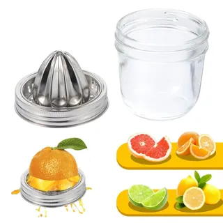 Mason Kann Juicer Zitronenpresse Edelstahl, Durchmesser 9,0 cm Zitruspresse Manuell mit Behälter Juicer FüR HausküChe Kompakte Saftpresse FüR Frische Zitronen Orangen Limetten (480ml)