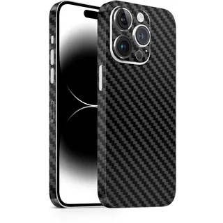 TF Skins Skin passend für das iPhone 14 Pro Skin/Schutzfolie für die Rückseite und Seiten in edler Optik inkl. Kameraschutz Schutz vor Kratzern (Carbon Black)