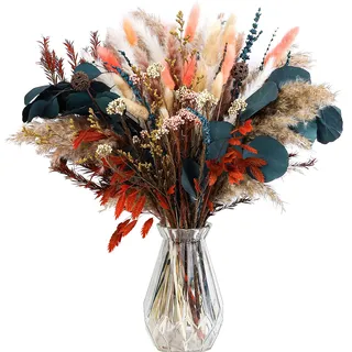Songjum 60Stück Natürliche Getrocknete Pampasgras Herbststrauß Dekoration Trockenblumen für Herbst Hochzeitsdeko Boho Blumen Tischdekoration Hause Rustikale Bauernhausparty