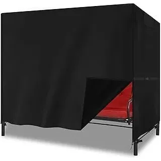 Hollywoodschaukel Abdeckung 3-4 Sitzer Schwerlast 600D Oxford Gewebe mit Schnallen und Kordelzug,Wasserdicht, UV-Beständiges,Schutzhülle Hollywoodschaukel Winterfest (215*125*170cm,Schwarz)