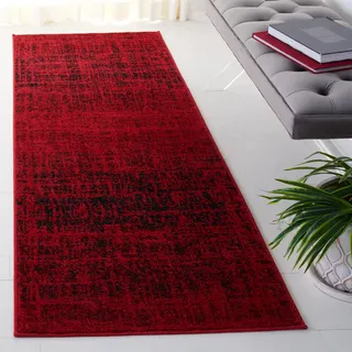 SAFAVIEH Zeitgenössische Teppich für Wohnzimmer, Esszimmer, Schlafzimmer - Adirondack Collection, Kurzer Flor, Rot und Schwarz, 62 X 240 cm