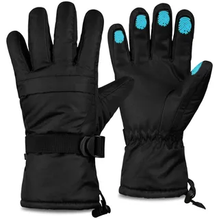 CityComfort Ski Handschuhe Herren Teenager, Touchscreen Thermo Winterhandschuhe Herren mit Fleece-Futter L/XL Sport Geschenke für Männer (Schwarz)