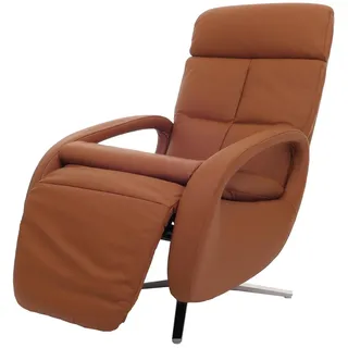 Mendler Relaxsessel HWC-L11, Design Fernsehsessel TV-Sessel Liegesessel, Liegefunktion drehbar, Voll-Leder ~ braun