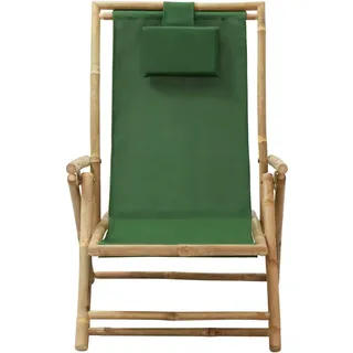 vidaXL Relaxstuhl Verstellbar Grün Bambus und Stoff - Grün