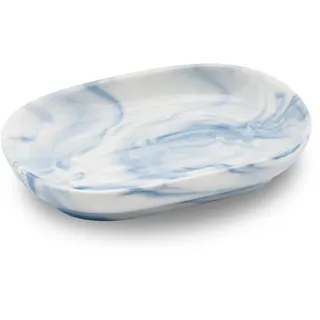 YoHyien Seifenschale Keramik, Anti-Rutsch Seifenschale Marmor, Seifenablage Waschbecken, Seifenhalter, Seifenteller für Badezimmer, Dusche und Küche (Blau)