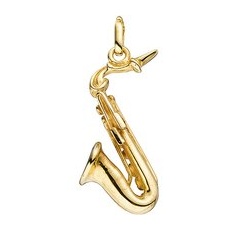 SIGO Anhänger Saxophon 925 Sterling Silber gold vergoldet