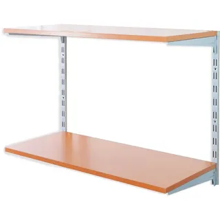 Biedrax Wandregal - Grundregal 40 x 80 x 50 cm, Farbe silber - 2 Fachboden Kirsche