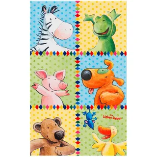 DIE LIEBEN SIEBEN Kinderteppich Weich und Soft, 100x160 cm Oeko-Tex® Standard 100 für Fußbodenheizung geeignet, rutschfest, Teppiche , Böden, Teppiche, Teppich mit Bildmotiv Jungen und Mädchen, Kinderzimmer-Teppich Öko-Tex zertifiziert