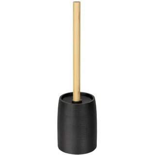 Wenko WC-Garnitur Mod. Altavalle, schwarz polyresin, bambus, Ø10,5x38,5 cm, mit natürlichem Bambusgriff