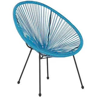 Beliani Acapulco II Rattanstuhl 70 x 87 x 90 cm blau/schwarz