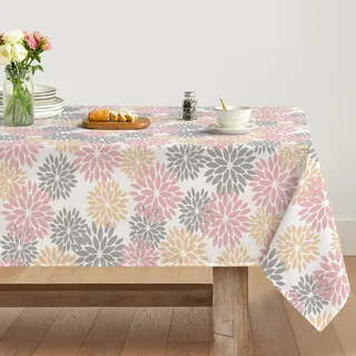 Artoid Mode Blumen Rosa Dahlien Herbst Tischdecke 140x160 cm, Saisonnal Fall Fleckschutz Tischwäsche Küche Dekoration Urlaub Party Dekor