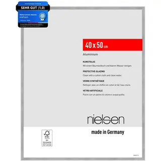 nielsen Bilderrahmen, 40 x 50 cm, Aluminium, Silber matt, Posterrahmen zum Aufhängen im Hoch- & Querformat, bruchsicheres Kunstglas, Atlanta