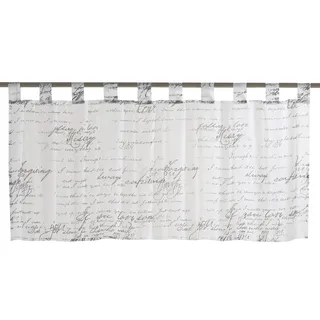 Elbersdrucke Bistrogardine Loveletter 00 weiß-schwarz halbtransparent 48 x 140 cm Scheibengardine Kurzgardine für Küche Küchenfenster Badezimmer Sichtschutz