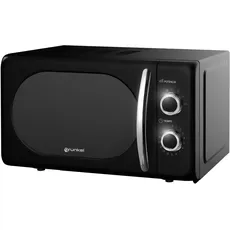 Grunkel - MW-20BLACK - Mechanical microwave with 20 litre capacity in vintage design and 5 power levels - Defrost function and timer up to 30 min - 700 W - Black