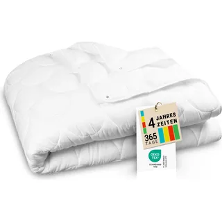 4-Jahreszeiten Bettdecke, 155x220 cm, mit Druckknöpfen, Polyester, weiß - Weiß