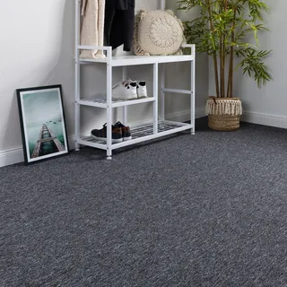 Steffensmeier Teppichboden Meddon Meterware | Auslegware für Kinderzimmer Wohnzimmer Schlafzimmer | Anthrazit, Größe: 200x500 cm