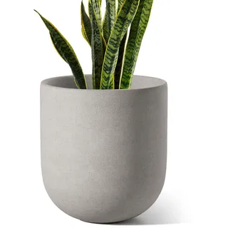 LE TAUCI Übertöpfe Keramik Gross, 25 cm Durchmesser groß Töpfe, Blumentopf für Zimmerpflanzen mit Abflussloch, Flower Planter Pots with Drainage Hole and Plug, Grau