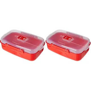 Sistema Mikrowellen-Box, Plastik, Rot, 1.25 L (Packung mit 2)