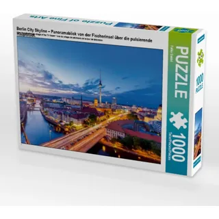 CALVENDO Puzzle Berlin City Skyline – Panoramablick von der Fischerinsel über die pulsierende Hauptstadt. | 1000 Teile Lege-Größe 64 x 48 cm Foto-Puzzle für glückliche Stunden