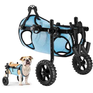 Vevor Hunderollstuhl für Hinterbeine, verstellbarer Haustierrollstuhl, leichter Hundewagen mit stoßdämpfenden Rädern, Gehhilfe für behinderte, gelähmte, verletzte Hunde bis 15 kg, M