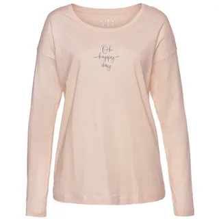 VIVANCE Dreams Pyjamaoberteil mit Sommer-Statementdruck, rot