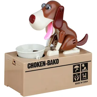 Hungriger Hund Spardose, Hungry Dog Sparschwein, Welpen-Sparschwein, Kinder Spardose Hund Frisst Geld, Münze Kaut Spardoses, Münze Spardoses Geburtstagsgeschenk für Kinder(Braun und Weiß)