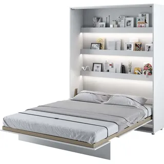 Furniture24 Schrankbett Bed Concept, Wandklappbett mit Lattenrost, V-Bett, Wandbett Bettschrank Schrank mit integriertem Klappbett Funktionsbett BC-12, 160 x 200 cm, Weiß/Weiß, Vertical - Weiß