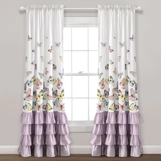 Lush Decor Flatter-Schmetterling-Fenstervorhang, 132 cm B x 213 cm L, Flieder