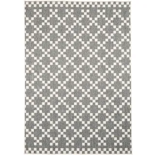 Pergamon Newport Modern Karo Outdoor-Teppich 140 x 200 cm Grau/Silber