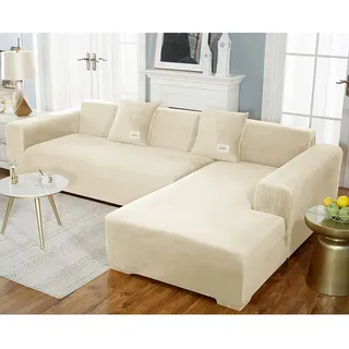 uyeoco Samt Sofabezug L-Form Couchbezug Weich 1 Stück Elastische Lounge-Sessel Sofahusse waschbare Katzen Hunden Möbelschutz (Color : F, Size : 190-230cm)