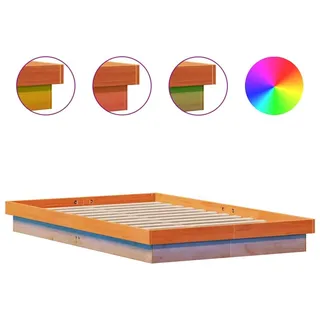 vidaXL Massivholzbett mit LED-Beleuchtung Wachsbraun 120x200 cm Kiefer - Braun