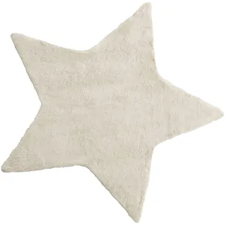 Baroni Home Langflorteppich, Weicher Kinderteppich, Kinderzimmerteppich, Weicher ökologischer Fellteppich, Weißer Stern, 90x90 cm