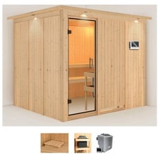 Bild Sauna »Gitte«, (Set), 9-kW-Bio-Ofen mit externer Steuerung beige