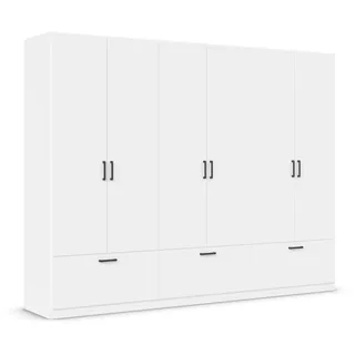 Rauch Möbel Bari, Drehtürenschrank 6-türig, Kleiderschrank Weiß, 3 Schubladen, 271x210x54cm