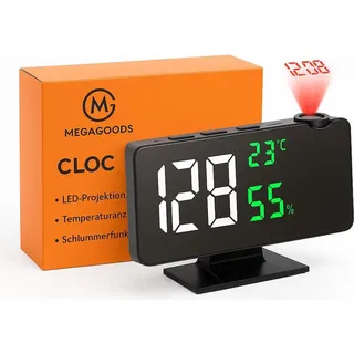 LED Projektionswecker mit Temperaturanzeige und Snooze DE.