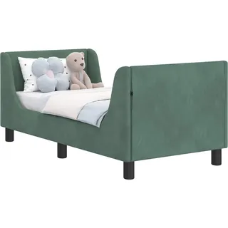 vidaXL Kinderbettgestell mit Kopfteil Meergrün 70 x 140 cm Samt - Grün