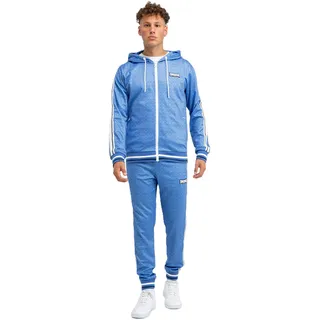 Lonsdale Herren Trainingsanzug mit Kapuze schmale Passform CHAIN TRACK, Navy/Baby Blue/Blue, M