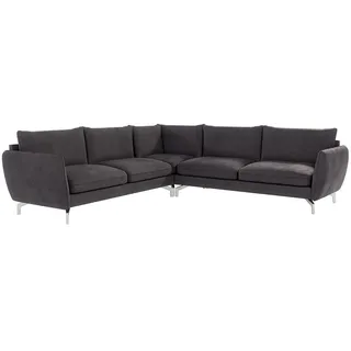 S-Style Möbel Ecksofa Elou Graphit Microfaser , Graphitfarben , Textil , Echtholz,Buche, Birke , Füllung: Silikon,Schaumstoff , Eckteil, L-Form , 276x276 cm , Blauer Engel, FSC Mix, Oeko-Tex®, Hergestellt in Europa , Wohnzimmer, Sofas & Couches, Wohnlandschaften, Ecksofas