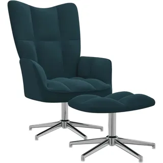 vidaXL Relaxsessel mit Hocker Samt 68 x 98 x 68 cm Blau