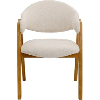 Kare Design Armlehnstuhl Julius, Weiß, Sitzhöhe 49cm, Esszimmerstuhl, Polsterstuhl, Stuhl, Eiche Massivholz Beine, Esszimmer