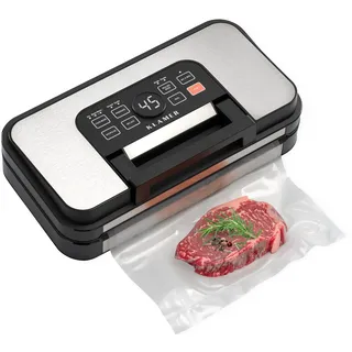 KLAMER Vakuumierer Pro 125 – Vakuumiergerät mit doppelter Versiegelung, 10 Modi für trockene & feuchte Lebensmittel, 95 kPa Druck, mit Cutter- & Rollenfach, ideal für Sous Vide & Vorratshaltung