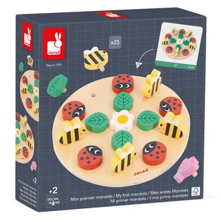 Janod - Pädagogische Produktpalette - Mein Erstes Mandala Garten - Fördert Konzentration und Kreativität - Pädagogisches Kinderspielzeug - Spiel aus FSC-Holz - Ab 24 Monaten, J05084