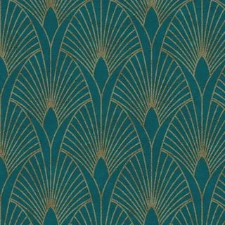 AS-Creation Vliestapete Retro Vorgeleimt 10,05 m x 0,53 m Petrol-Gold FSC®