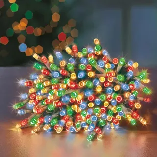 Weihnachtsbaum Lichterkette mit Transparentem Kabel & Timer 1500 LED Bunt 37.5M
