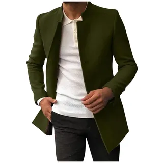 Business-Mantel Herren Langarm Kerbe Kragen Trenchcoat Casual Slim Fit Wintermantel Reverskragen Gepolstert Lederjacke Vintage Dicker Mantel Wollmantel Warm Outerwear,S-XXL