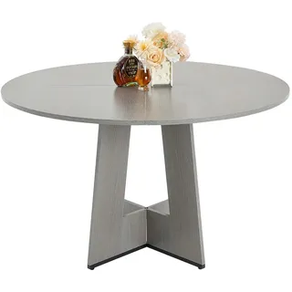 Vevor runder Esstisch Küchentisch Holztisch (120 cm / 90,72 kg belastbar) für 2–4 Personen, rustikale Bauernhaus-Bürotische mit dicken Holzbeinen, für Küche zu Hause Wohnzimmer, Grau (nur Tisch)