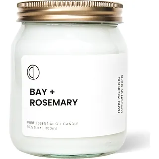 OCTŌ Bay + Rosmarin-Kerze, 300 ml, Duftkerze im Glas, Duftkerze mit ätherischen Ölen, 60 Stunden lange Brenndauer, 100 % natürliches Sojawachs, handgefertigt in Großbritannien