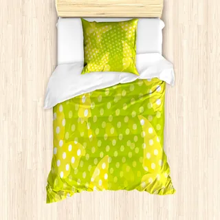 ABAKUHAUS Modern Bettbezug Set für Einzelbetten, Schmetterlings-Form-Punkte, Milbensicher Allergiker geeignet mit Kissenbezug, Gelb und Weiß - Gelb