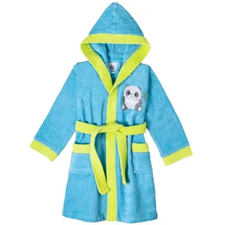 Türkiser Kinder Bademantel 100% Baumwolle - Größe: 2-4 Jahre - OEKO-TEX®