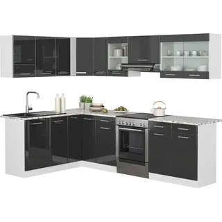 Vicco Winkelküche L-Form 267 x 167 cm Weiß/Anthrazit Hochglanz